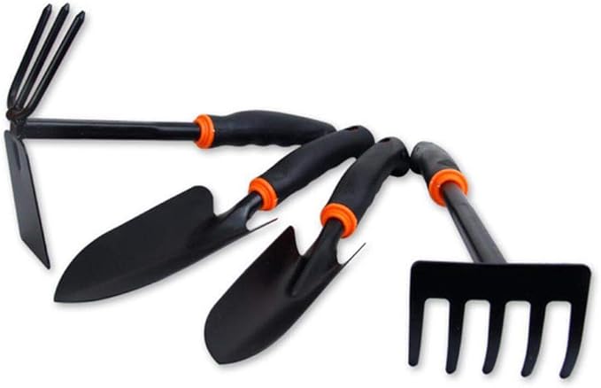 Uterstyle Garden Tool Set Heavy Duty 4pcs Garden Tools Including Spade Shovel Double Side WeederTrowel Cultivator Hand Rake