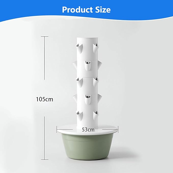 AIZYR 5 Layer Hydroponic Growing Tower System Hydroponic Tower Vertical Planter Tower Outdoor Indoor Garden Growing System Kit Automatic Watering