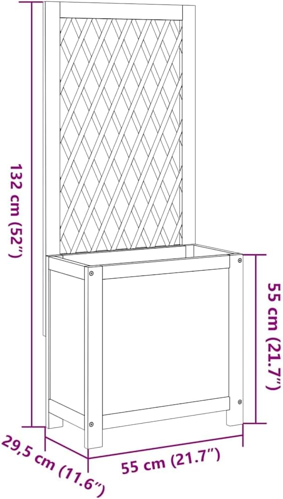 Raised Planter Box with Sturdy Trellis 52 Tall Wooden Elevated Garden Box 21.7 x 11.6 in Solid Acacia Outdoor Planter for Patio Balcony Vegetables and Climbing Flowers