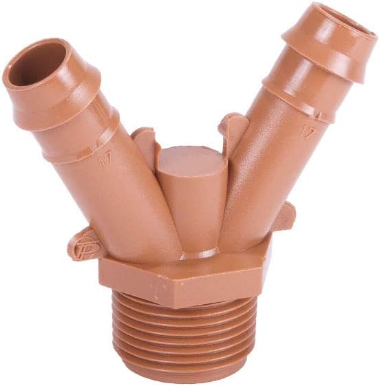 10-PACK - Drip Irrigation Universal 3/4” Male Adapter x Barbed “Y” Fitting - Fittings Fit 17mm .600 ID 1/2-Inch Drip Tubing (3/4 Y Adapter)