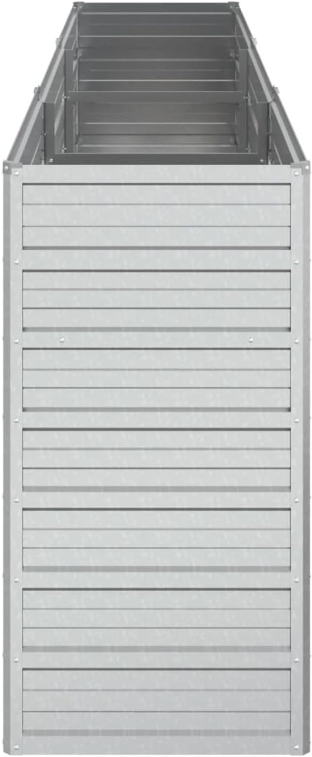 Bopdu Garden Raised Bed 94.5x15.7x30.3 Galvanized Steel Silver Backyard Patio Planter Raised Beds for Vegetables Outdoor Garden Raised Planter Box for Flowers Fruits
