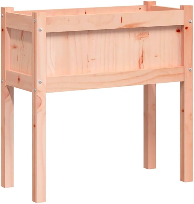 Garden Planter Set of 2 Natural Solid Douglas Fir Wood 27.6-inch Rectangular Raised Garden Bed for Outdoor Plants Patio Terrace