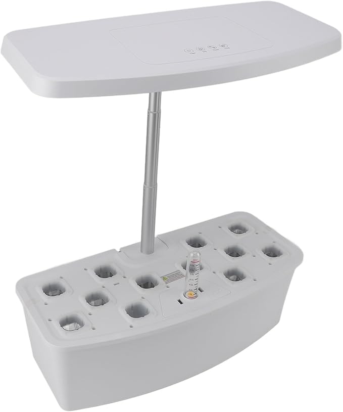 Hydroponics Growing System Indoor Garden 12 Pods System Garden Kit LED Grow Light Height Adjustable Hydroponic Planter Plant Germination Kit Gardening Gifts for Women (White)