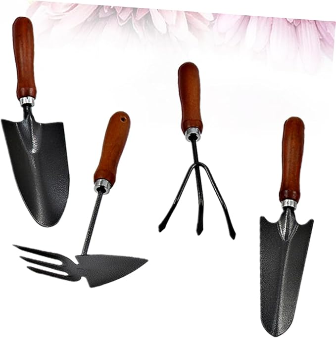 VICASKY 1set Mini Paint Spatula Garden Tools Small Cultivator Plant Tool Steel Edging Shovel Gardening Spade Weeding Planting Garden Trowels Hand Tool Hand Shovels for Digging Wooden 4pcs