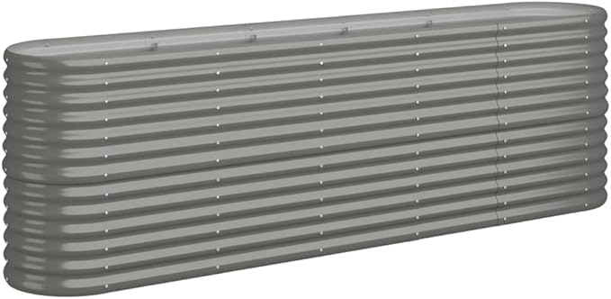 SKM Garden Raised Bed Powder-Coated Steel 88.2x15.7x26.8 Gray (11.72 KG/25.784 LBS)