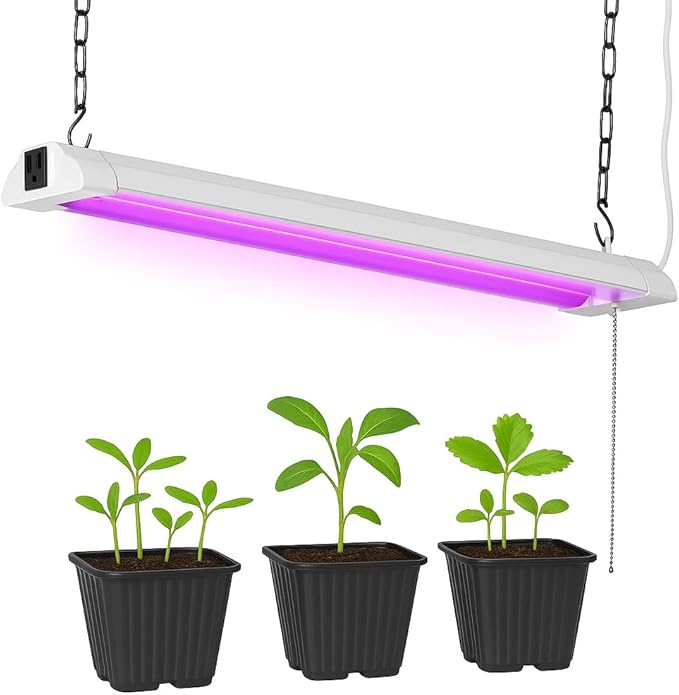 2FT LED Grow Lights for Indoor Plants Full Spectrum 2100LM &amp Red Blue Light Pull Chain Switch &amp Linkable for Indoor Plants Hydroponics Seedlings Flowers
