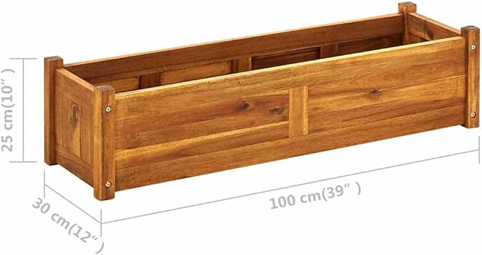 vidaXL 39.4 X 11.8 X 9.8 Durable Acacia Wood Raised Bed in Brown