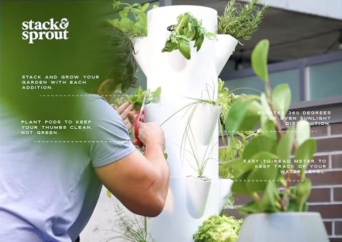 The Stack &amp Sprout Vertical Gardening System - Vertical Urban Gardening for Condo Patios and Balconies