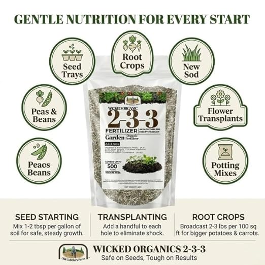 Old Cobblers Farm Wicked Organic Seed Starter Fertilizer 2-3-3 – Gentle Nutrition for Strong Root Development (5 lbs | 10 lbs | 15 lbs | 20 lbs) (20 lbs)