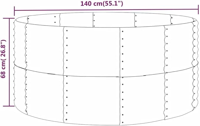 SKM Garden Raised Bed Grey 140x140x68 cm Powder-Coated Steel (Weight-10KG)