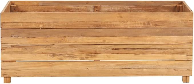 vidaXL Raised Bed Raised Planting Bed Garden Grow Bags Herb Flower Vegetable Plants Bed Rectangle Planter 59.1x15.7x28.3 Solid Wood Teak and Steel