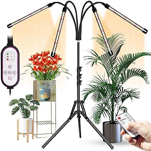Grow Light for Indoor Plants Full Spectrum Grow Light Indoor Plant Lights 5 Head 165 LED Floor Plant Light with Stand 10 Level Grow lamp Light for Plants (4-Heads Grow Lights)
