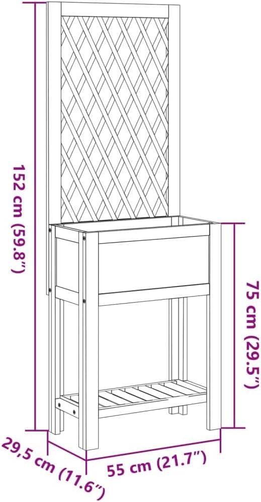 Solid Acacia Wood Planter with Trellis 11.6x21.7x59.8 Inch Oiled Finish for Climbing Outdoor Plants Garden &amp Patio Decor