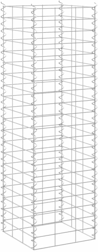 Gabion Raised Bed Set of 3 Silver Iron Cubic Planter Box 11.8 x 11.8 x 39.4 in Heavy Duty Garden Fence Panels for Outdoor Privacy Screen &amp Patio Balcony Greenery Display