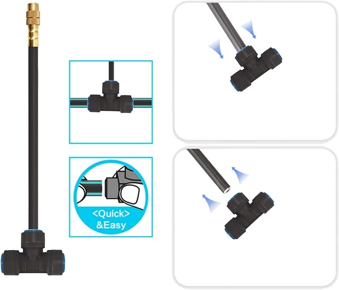 New drip Irrigation kit Automatic Garden Watering System Quick Connector and 360-degree Bending Dropper atomizing Copper Nozzle Garden Plant Lawn Courtyard Watering System. (Timer)