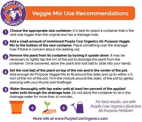 Purple Cow Organics All Purpose Veggie Mix 1 Cubic Foot Bag Organic Chemical-Free &amp Ready to Use Plant Based Compost Blend for Vegetable Gardens Containers &amp Planter Pots Raised Bed Boxes