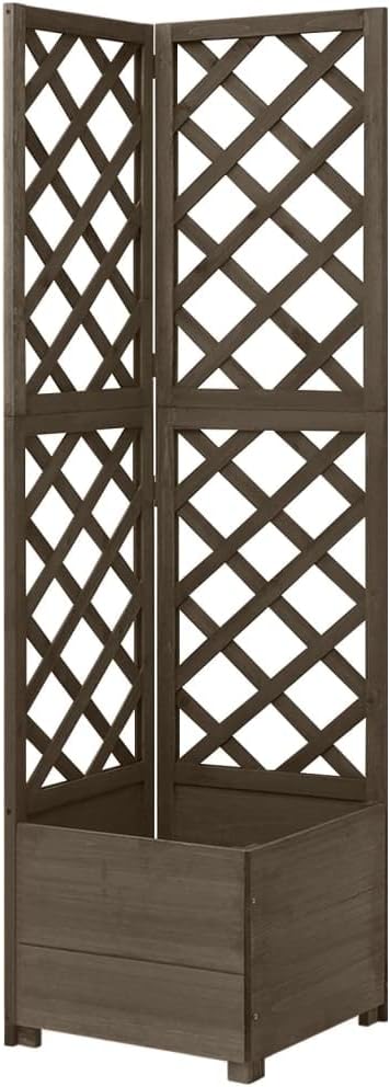 Corner Trellis Planter GrayFir Plant Raised Bed Box for Outdoor Climbing Plantation Patio Balcony Decor 15.7x15.7x59 Solid Fir Wood