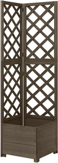 Corner Trellis PlanterWood Planter with Trellis Planter Box with Trellis Raised Garden Bed Outdoor for Plants Hanging Flower Baskets Gray 15.7x15.7x59 Solid Fir Wood