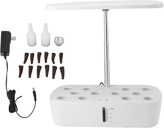 Hydroponics Growing System 12 Pods with LED Grow Light for Indoor Garden Planter Soilless Kit for Veggie Lettuce (White)