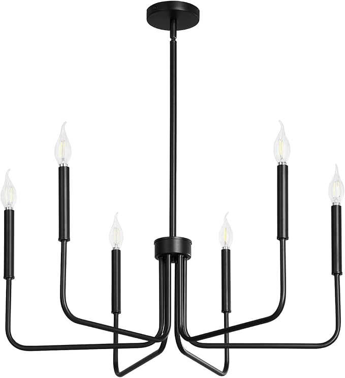 VEVOR 6-Light Chandelier Metal Farmhouse Chandelier Adjustable Height Dining Room Hanging Light Fixture for Ceilings Modern Chandelier for Bedroom Foyer Hall Kitchen Living Room and Entryway