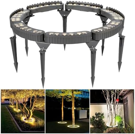 Outdoor Landscape Spotlights Outdoor Palm Tree Lights LED Low Voltage Landscape Tree Ring Lights Garden Lights IP65 Weatherproof(Warm White LightPack of 7)