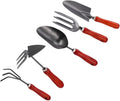 5pcs Gardening Tool Set with Handle Shovel and Garden Rake for Planting Digging and Weeding in Home Garden and Flower Beds