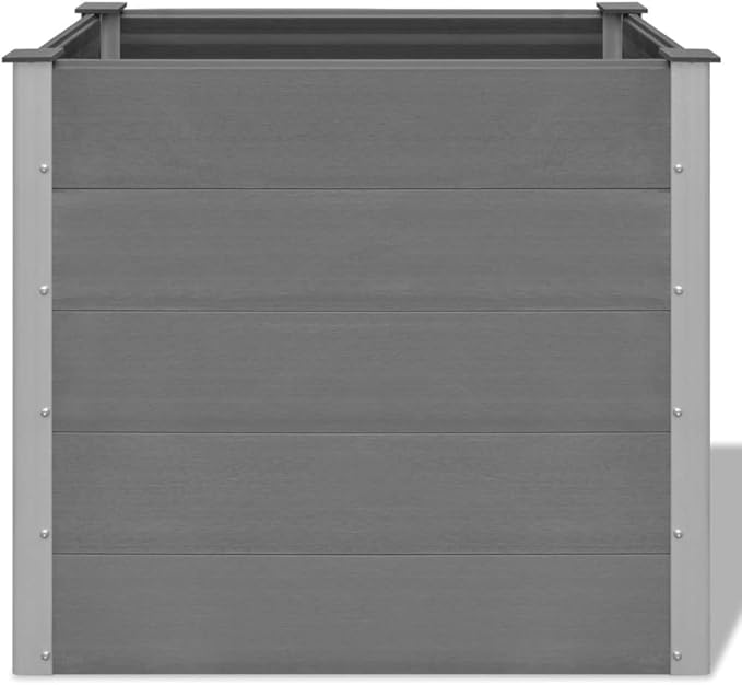 Outdoor Garden Raised Bed WPC Garden Planter Box Outdoor Planter Box for Gardening Vegetables Flowers Herb 39.4x19.7x35.8 Gray-218