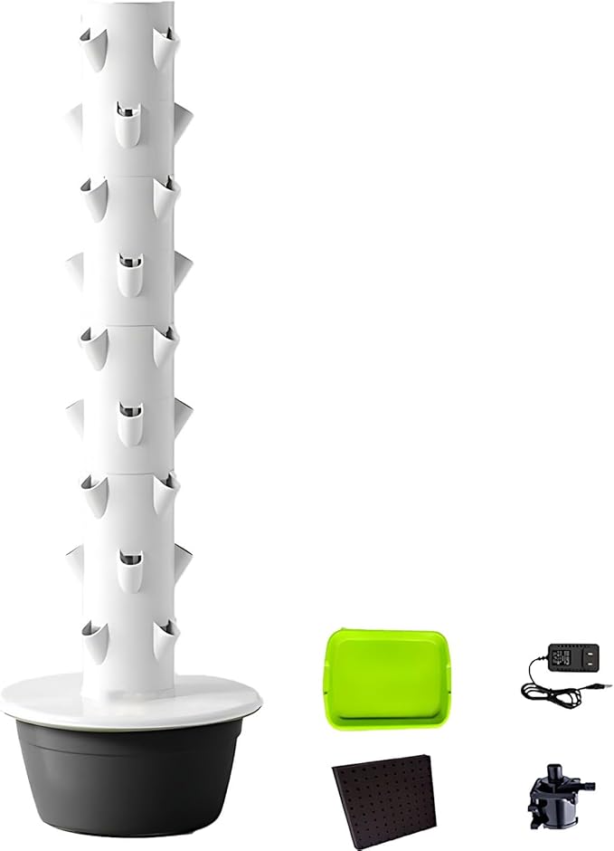 Hydroponic TowerOutdoor Indoor Vertical Home Gardening SystemSpace-Savingwith Smart Timerfor BalconiesCourtyardsRoofs 5/7/9 Layers. Black-9layers