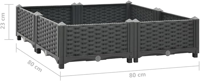 vidaXL Raised Bed 31.5x31.5x9.1 Polypropylene