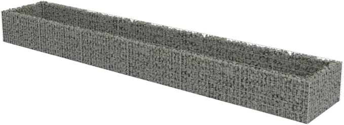 Gabion Planter Raised Bed Outdoor Garden Galvanized Steel Wire Mesh Grid Stone Wall Flower Raised Bed for Vegetables Flowers Plants 212.6 x 35.4x 19.7