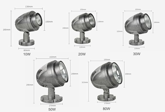 10/20/30/50/80W Outdoor Led Spotlight Waterproof Led Landscape Spotlights Warm Light and White Light Pathway Lighting Indoor and Outdoor Landscape Lighting Illumination/80W/White Light