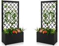 HAPPYGRILL 2 Raised Garden Bed with Trellis 44” Metal Elevated Garden Box for Climbing Plants Vine Outdoor Planter Box for Yard Garden Balcony