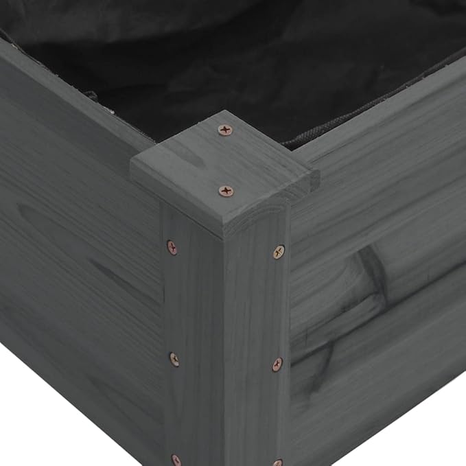 Wooden Garden Raised Bed with Liner Wood Planter Box Outdoor Garden Planting Planter Box for Flowers/Vegetables/Herbs Gray 47.2x23.6x9.8 Solid Wood Fir-735