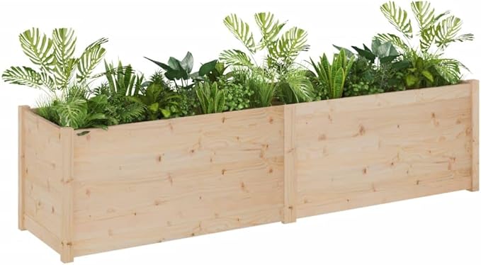 Natural Pinewood Planter for Landscape Garden Retaining Wall or Fence | Durable Solid Raised Bed and Welded Wire Cage - 78.7x19.7x19.7 in