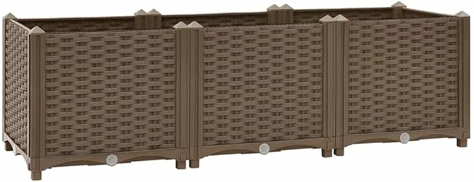 Raised Garden Bed Brown Polypropylene Large Sturdy Rectangular Planter Box 47.2x15.7x15.0 in Outdoor Plants Herbs Vegetables Patio Balcony Yard