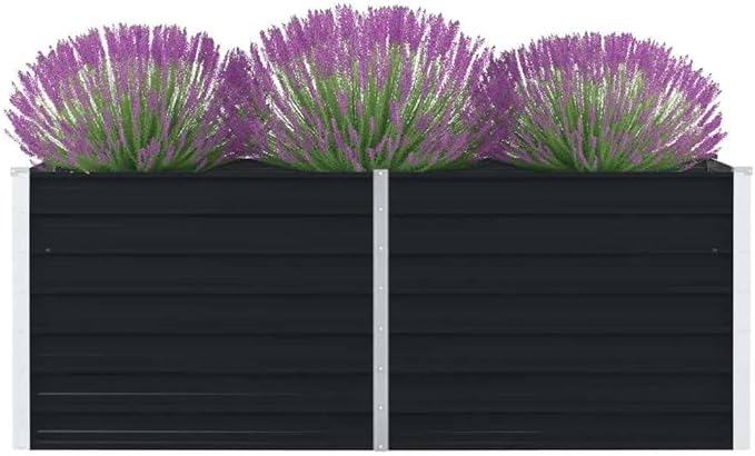 Raised Garden Bed 63x31.5x17.7 Galvanized Steel Anthracite Macetas para Plantas Plant Pots Outdoor Large Planter Pot Plant Pots Large for Gardening Porch Outdoor Plants