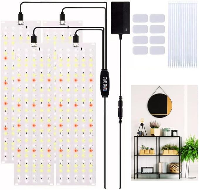LED Grow Light Panels | Full Spectrum with 540 LEDs 3 Modes Timer &amp 10 Brightness Levels 3.11x11.81x4pc for Indoor Plants Seedlings Succulents