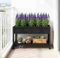 Elevated Wood Planter BoxRaised Garden Bedwith Storage ShelfDrainage Holesand Liner