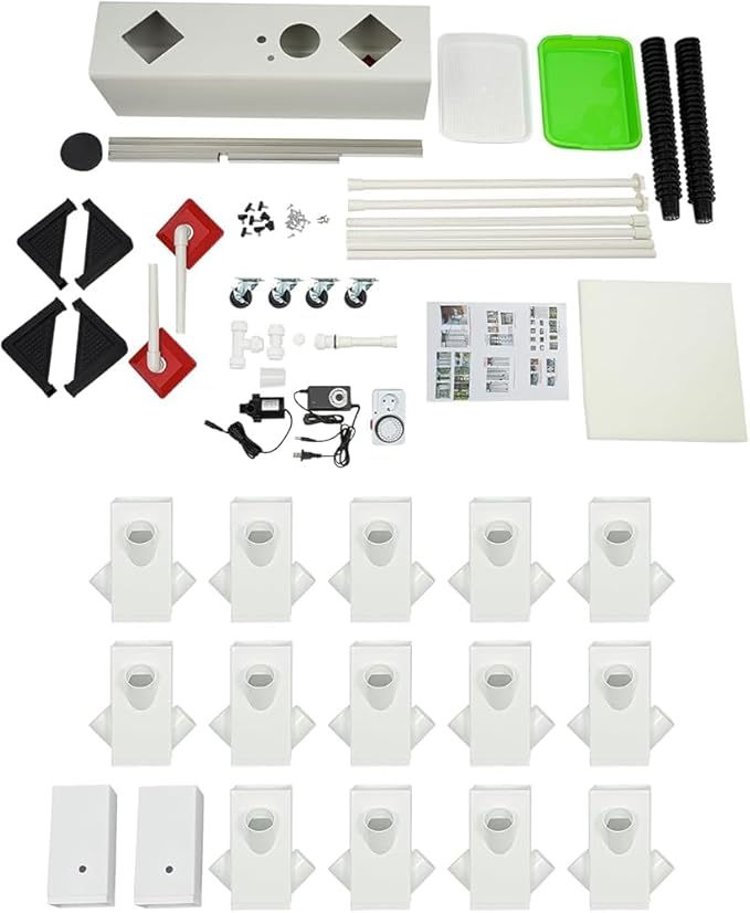 Hydroponic Growing Kit Vertical Vegetable Planter Tower Hydroponic Germination Tower with 56 Planting Holes and 4 Wheels 30L/7.93Gal Indoor Outdoor Garden Hydroponics Growing Tower System