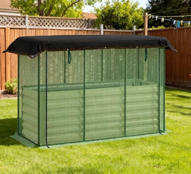 Galvanized Steel Planter BoxCrop Cage and Shade Cloth with Raised Garden Bed TT892