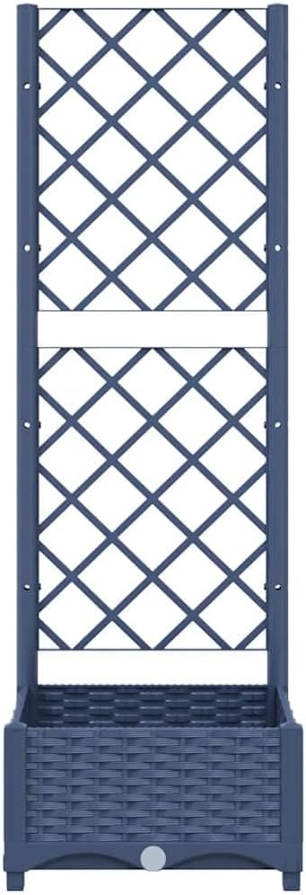 Blue-Grey Garden Planter w/Trellis 15.7x15.7x47.8 in Large Polypropylene Raised Planter for Patio Balcony &amp Terrace