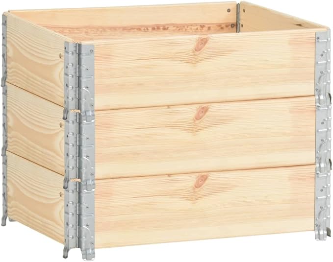 vidaXL Pallet Collars 3 Pcs Foldable Pallet Box Garden Bed Outdoor Wooden Raised Bed Multipurpose Pallet Stacking Frame Solid Wood Pine