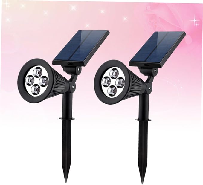 2 Pcs Waterproof RGB Solar Spotlights 4 LEDs Outdoor Landscape Light for Lawn and Garden Plug-in Ground Lamp Color Changing Solar Powered Light