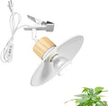 Clip Mount 5.9Ft Plug in Timing Cord Plant Light Full Spectrum White Light Wood Base White Metal Shade Adjusted Angle Simple Clamp Light for Indoor Plants