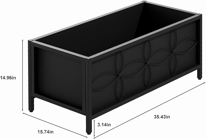 Zhongma Sturdy Raised Garden Bed with Inner Fabric Liners for Vegetables Flower Planter Box for Backyard Patio Balcony. Inner Size: 33.85x14.17x11 inch