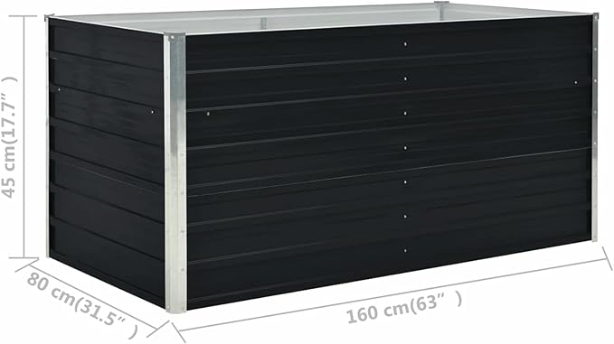 Raised Garden Bed Galvanized Steel Planter Box 63.0 x 31.5 x 17.7 in for Outdoor Gardening Vegetables Herbs and Flowers