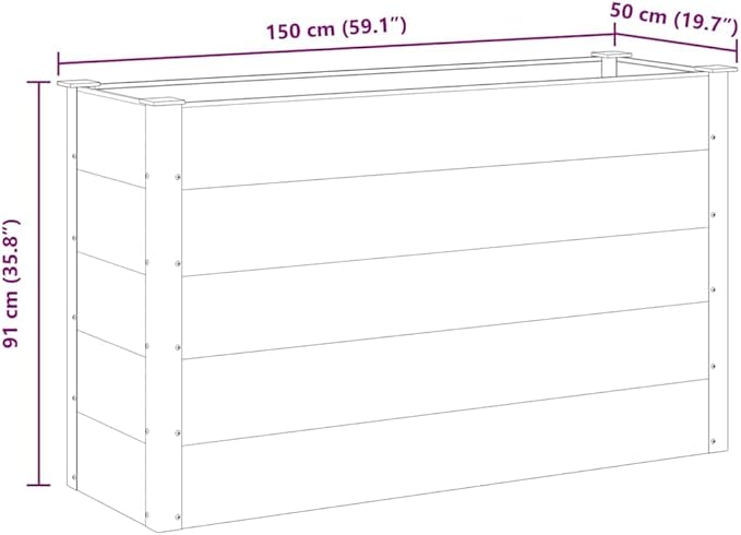 vidaXL Garden Raised Bed WPC 150x50x91cm Grey Outdoor Lawn Flower Pot Raised Bed