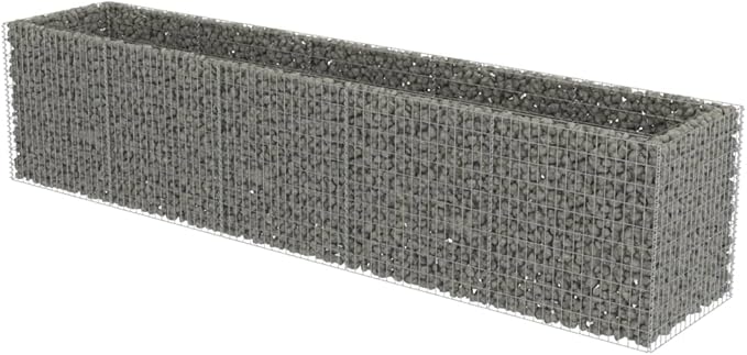 Gabion Planter Raised Bed Outdoor Garden Galvanized Steel Wire Mesh Grid Stone Wall Flower Raised Bed for Vegetables Flowers Plants 117.2x 35.4x39.4