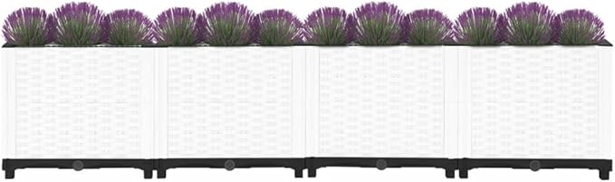 Raised Garden Bed PP Planter Box Garden Boxes Outdoor Raised for Vegetables Fruits Flowers and Herbs White 63x15.7x15 Polypropylene