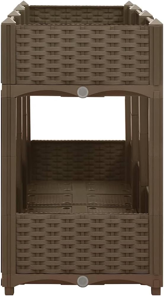47.2x47.2x28 in Brown Modern Raised Garden Planter Box Durable UV-Resistant Polypropylene Outdoor Herb &amp Tomato Planter Bed for Garden Patio and Balcony